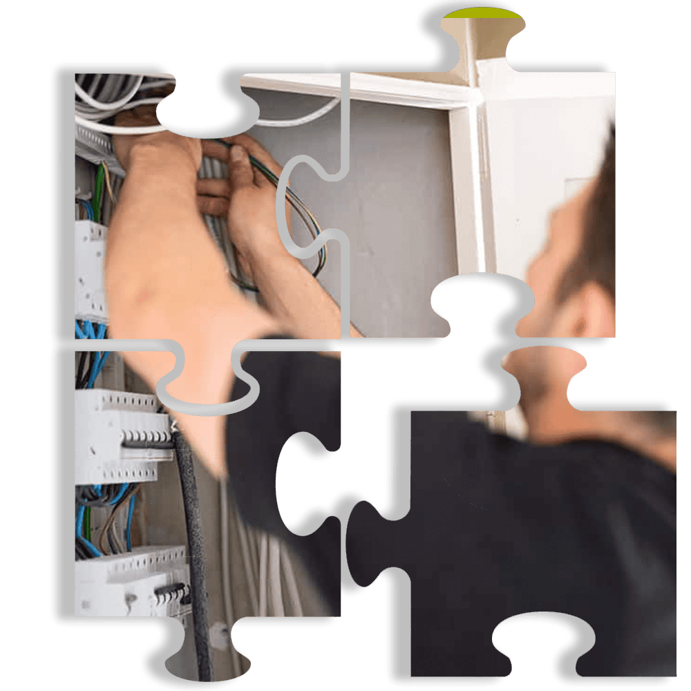 Puslespil der viser elektriker arbejde med el-entreprise