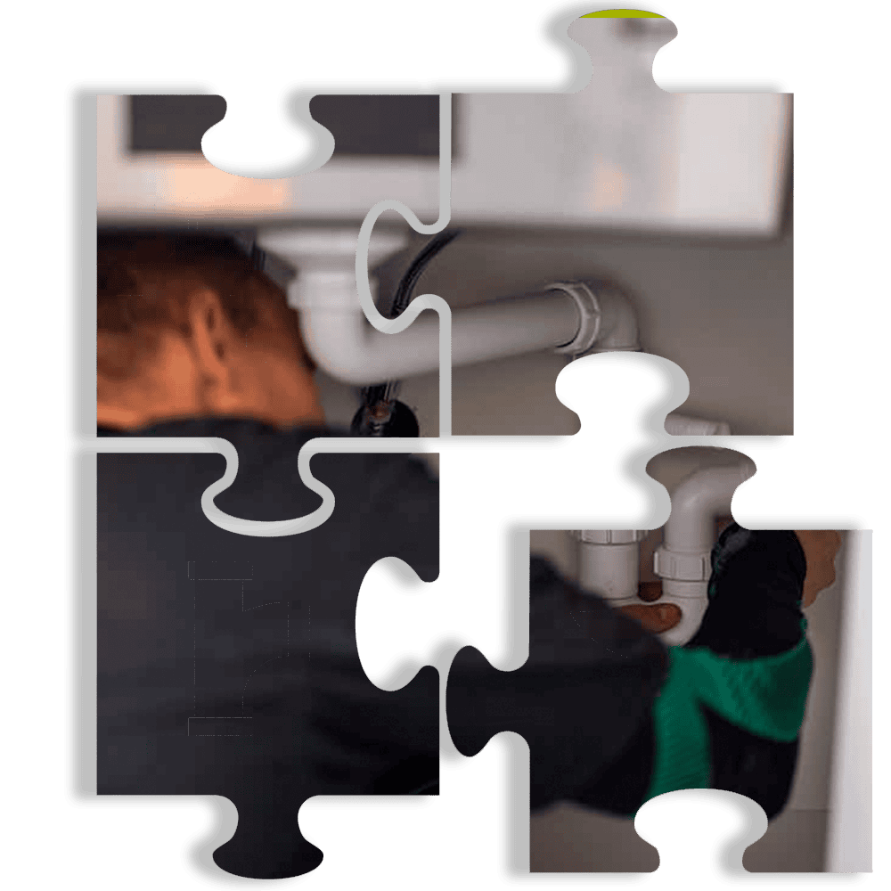 Puslepsilbrikker med skygger og motiv af en installation af bwt-anlæg