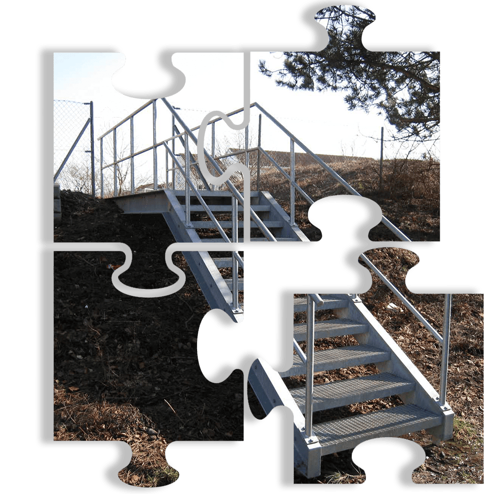 Puslespil med trappeløsning til kældernedgang ved omfangsdræn